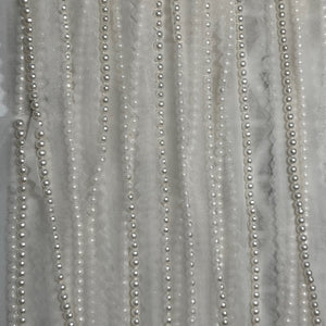 White Pearl Beads with White Netting Trim 1/16"