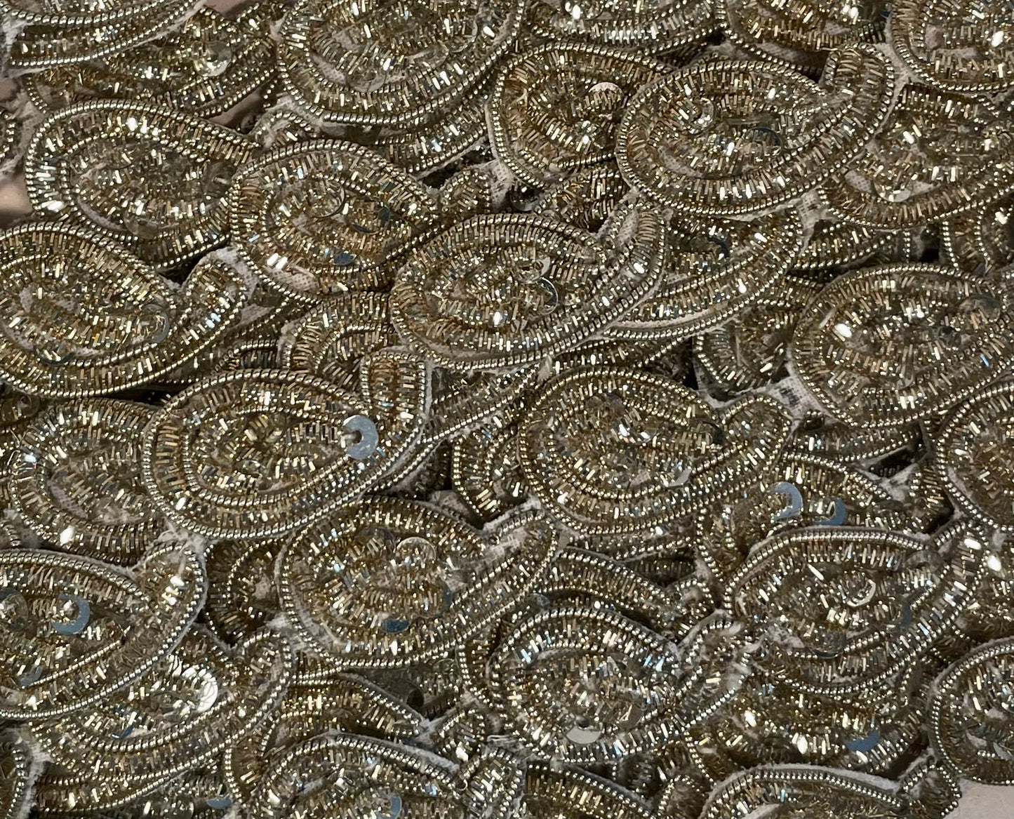 Trim with Silver Paisley Shaped Bullion Pieces Attached 1/2" Wide