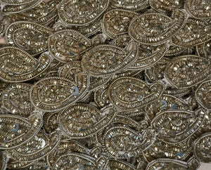 Trim with Silver Paisley Shaped Bullion Pieces Attached 1/2" Wide