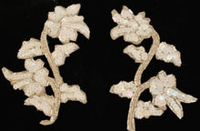 Load image into Gallery viewer, Flower Pair with China White Sequins and Silver Beads 6&quot; x 4&quot; each