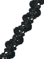 Trim Black Corded with Gold Thread 1/2