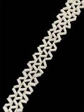 Load image into Gallery viewer, Trim with Three Rows of White Bugle Beads 1/2&quot; Wide, Sold by the Yard