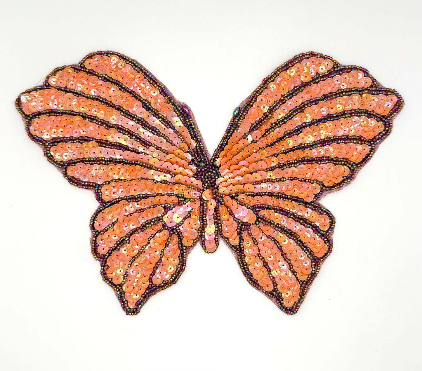 Butterfly with Orange Sequins and Moonlite Beads 9" x 6"