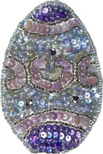 Load image into Gallery viewer, Purple Easter Egg Sequin Beaded 3.5&quot; x 2.5&quot;