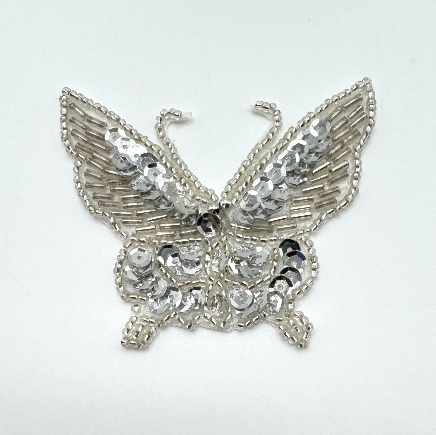 Butterfly Appliqué - Choice of Size with Silver Sequins and Beads 4" x 3" or 3” x 2.5”