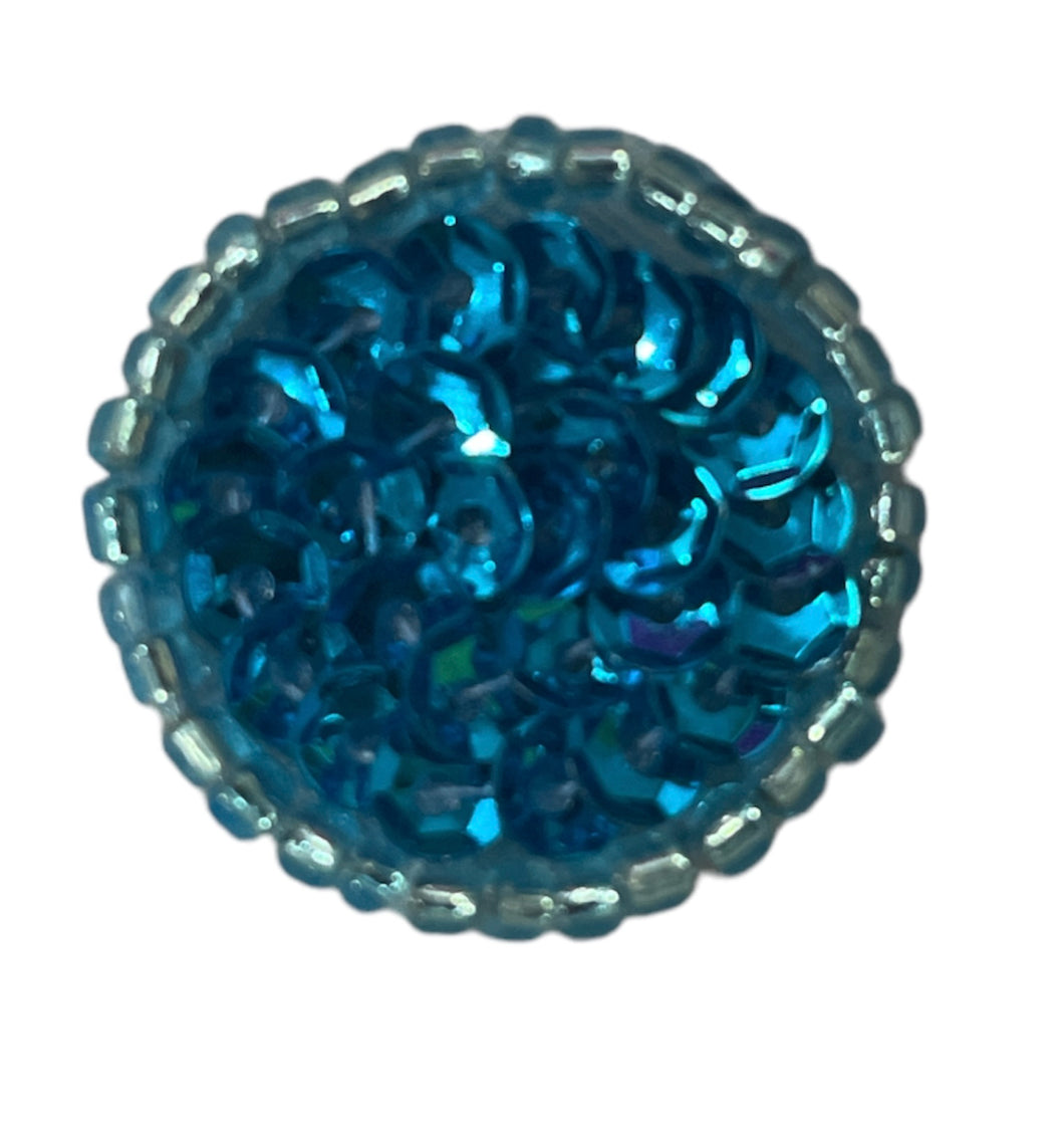 Dark Turquoise Dot Sequins and Beads 7/8