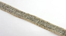 Load image into Gallery viewer, Trim with Silver Beads Intertwined with Tan Thread 1/2&quot; Wide, Sold by the Yard