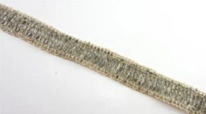 Trim with Silver Beads Intertwined with Tan Thread 1/2" Wide, Sold by the Yard