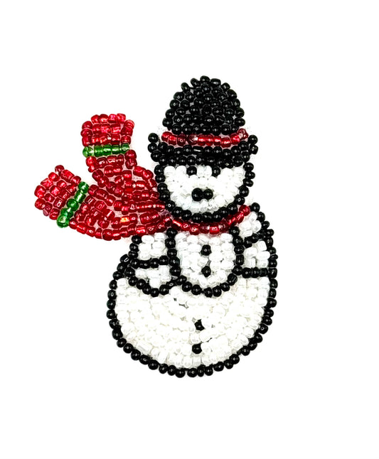 Snowman all Beaded with Scarf 2.5" x 1.5"