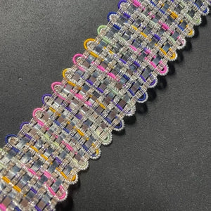 Trim with Multi-Colored Bullion Thread 1" Wide, Sold by the Yard
