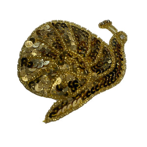 Snail with Gold Sequins and Rhinestone Eye 4" x 3"