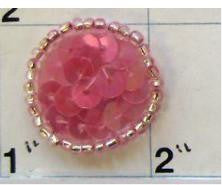 Dot with Pink Sequins and Beads 1"