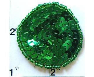 Round Dot with Green Sequins and Beads 1.5"