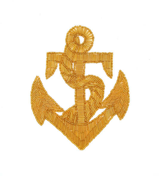 Anchor Brassy Gold Beaded 8.5" x 7"