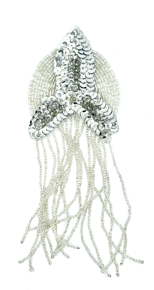 Epaulet with Silver Beaded Fringe 6.5" x 3"