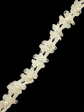 Load image into Gallery viewer, Trim with Dainty Tiny Embroidered Flowers and White Pearls 1/2&quot; Wide, Sold by the Yard