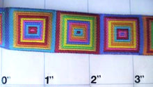 Load image into Gallery viewer, Trim with Embroidered Southwestern Pattern and Colors 1&quot; Wide, Sold by the Yard
