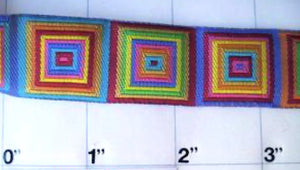 Trim with Embroidered Southwestern Pattern and Colors 1" Wide, Sold by the Yard