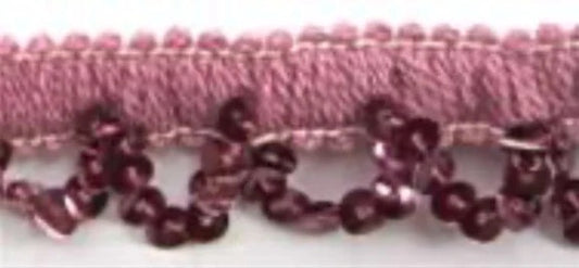 Trim with Pink Loop and Tiny Sequins 1/2" Wide, Sold by the Yard
