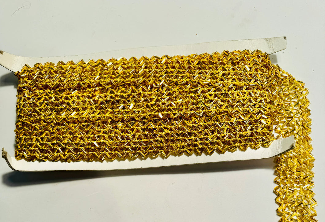 Trim with gold beaded 6 rows with cotton thread 1