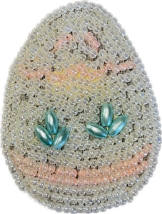 White and Pink Easter Egg All Beads 2" x 1.5"