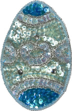 Load image into Gallery viewer, Turquoise Easter Egg Sequin Beaded 3.5 x 2.5