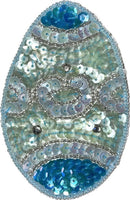 Turquoise Easter Egg Sequin Beaded 3.5 x 2.5