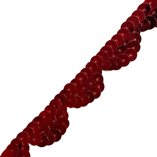 Trim with Red Half Moon Shape Sequins 1/2" Wide