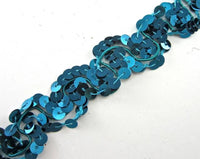 Trim with Zigzag Turquoise Sequins Woven with Cotton String 1