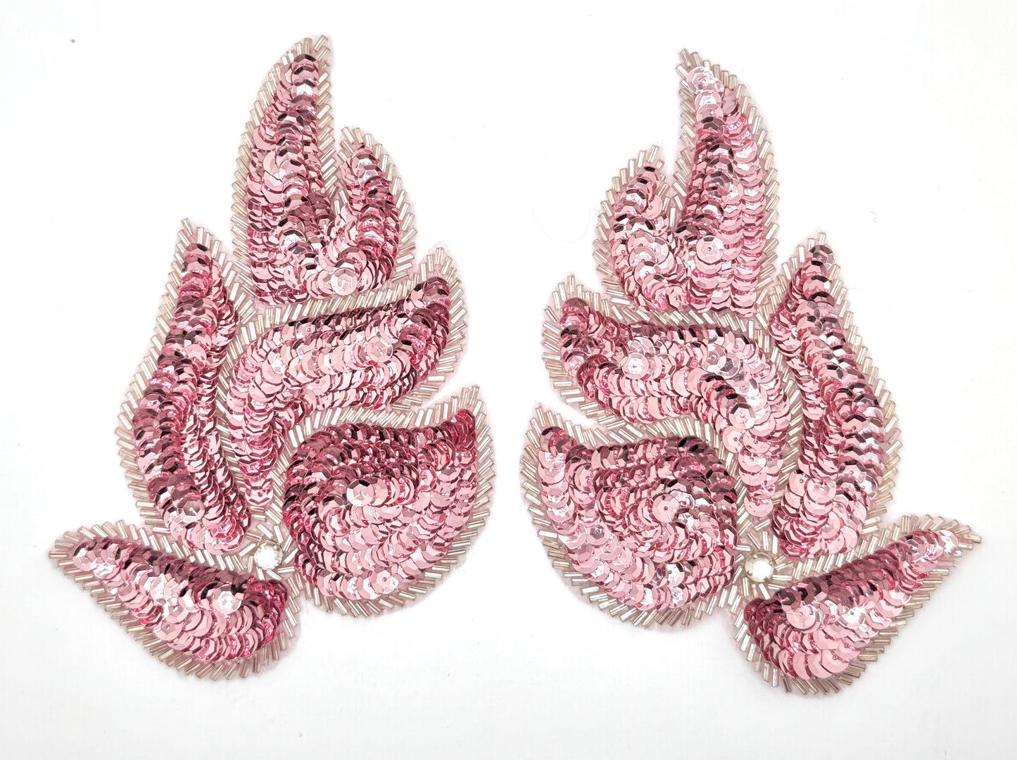 Hoja - Elección de Par o Individuales - Lentejuelas Rosas - Cuentas 6" x 4.25"