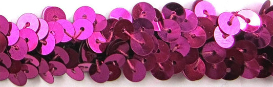 Trim with Fuchsia Sequins Intertwined Elastic Thread 7/8" Wide, Sold by the Yard