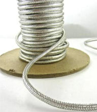 Load image into Gallery viewer, Rope Trim Metallic Silver 1/8&quot; Wide, Sold by the Yard