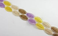 Trim Cotton Two Row Embroidered Purple Tan Beige and Yellow 1