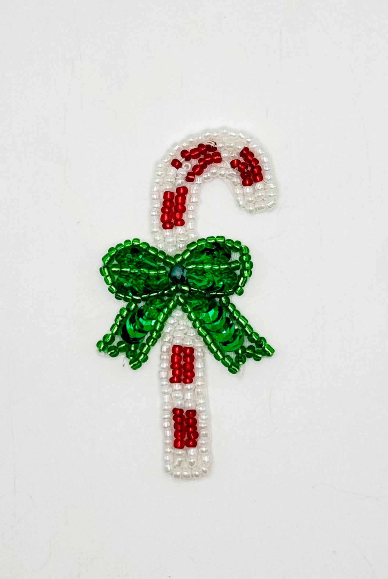 Candy Cane Beaded Applique 3" x 1.5"