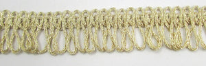Fringe Trim Gold Bullion Looped 1" Wide,  Sold by the Yard