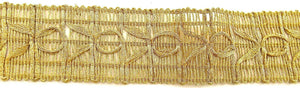 Trim with Three Rows Gold Bullion Thread 1.5" Wide, Sold by the Yard