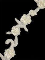 Trim with China White Sequin Flowers and White Beads 1.5