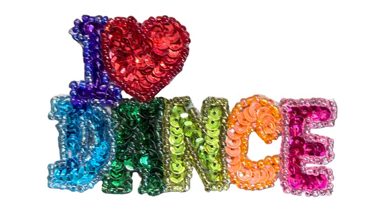 “I Love Dance” Multicolor Sequin Appliqué