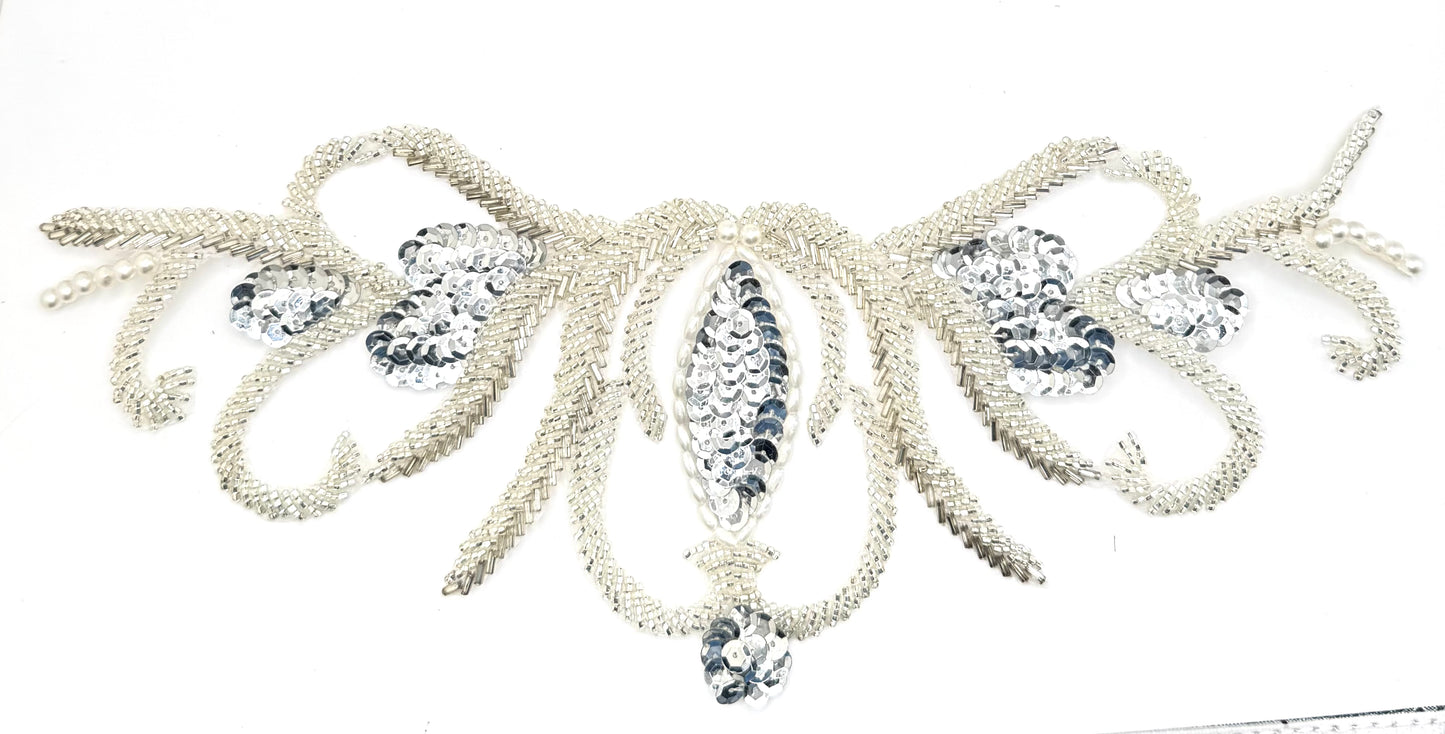 Designer Motif with Silver Beads 12" x 5.5"