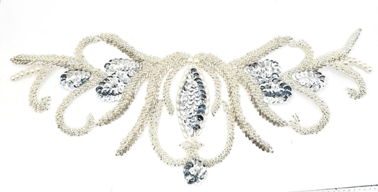 Designer Motif with Silver Beads 12" x 5.5"