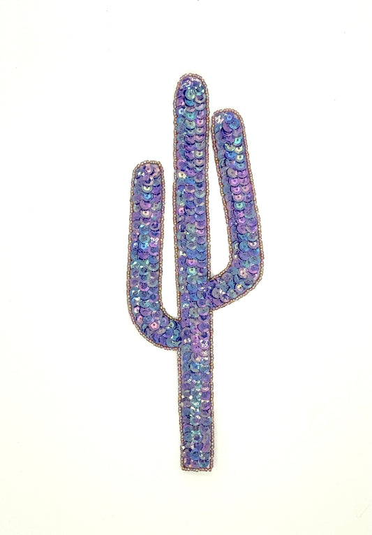 Cactus - Iridescent Purple Sequins - Beads 9" x 3.25"