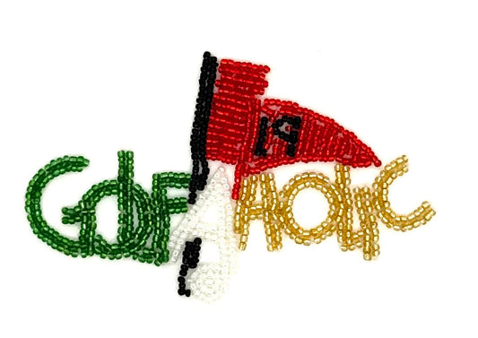 “Golfaholic” Beaded Word 4.5" X 2.75"