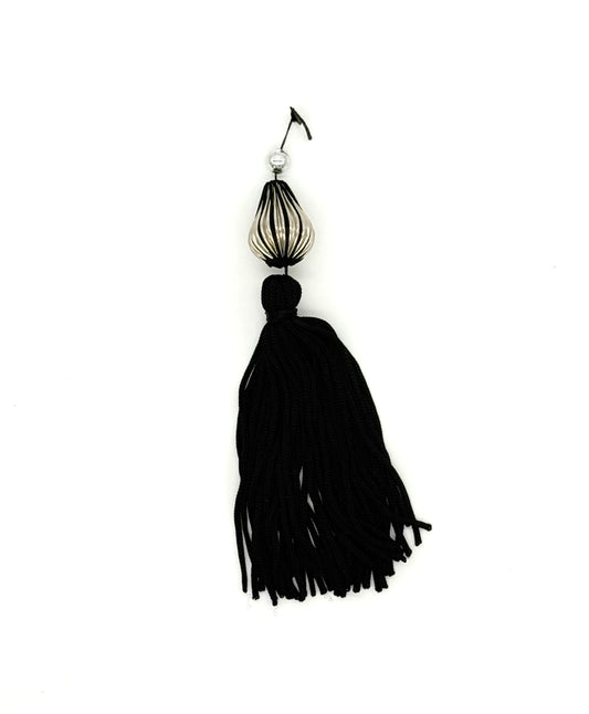 Borla negra con cuenta plateada de 3,5 cm