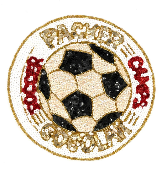 Soccer Patch - Multicolored Sequins - Glass Beads 10.5" x 10.5"