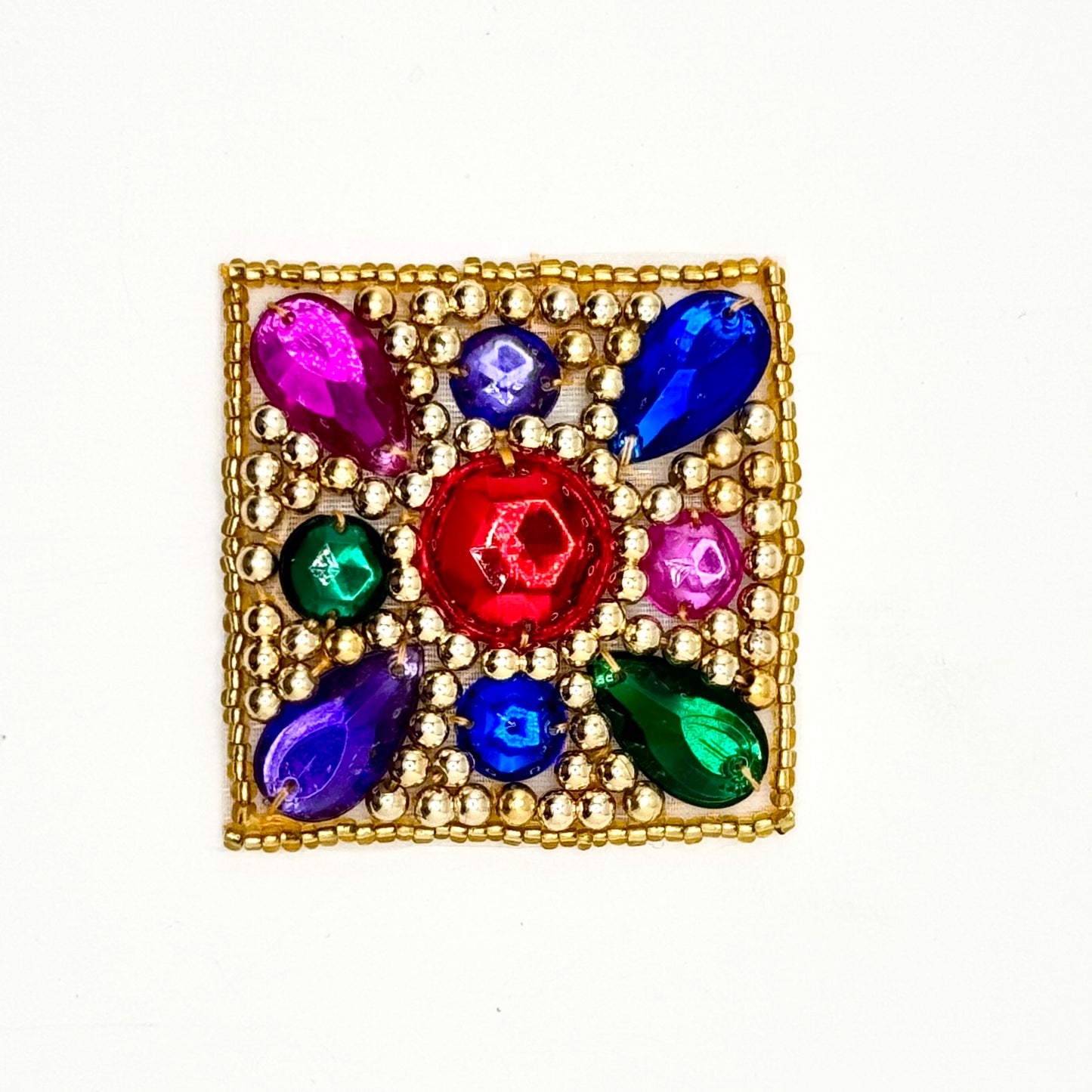 Designer Motif Square or Diamond with Multicolored Beads 2" x 2"