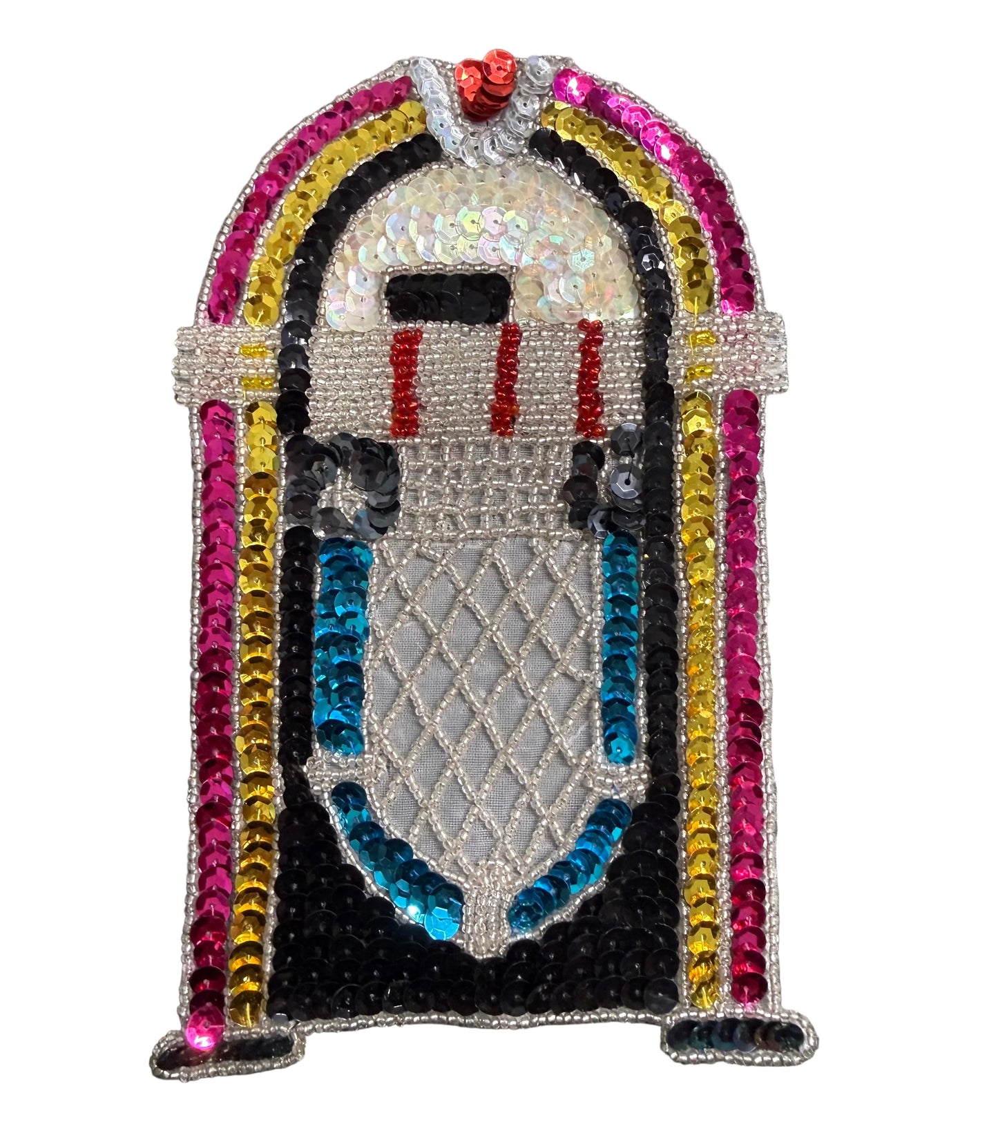 Jukebox de Lentejuelas Multicolor Aplicación 8" x 5"