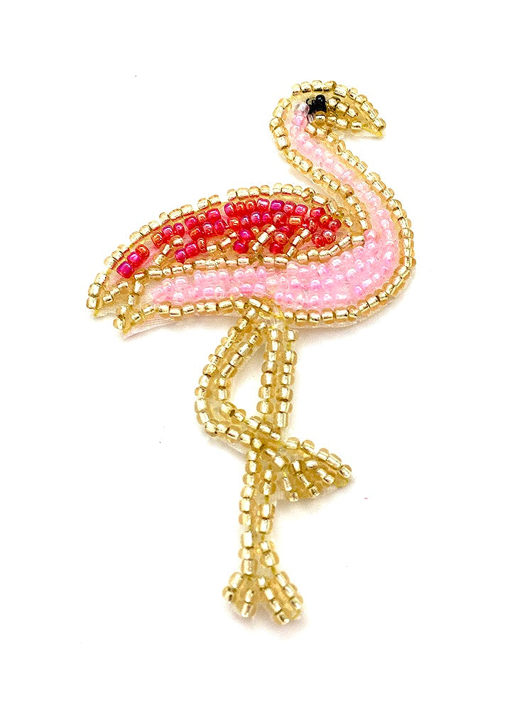 Choice of Flamingo with Pink and Gold or Silver Beads 3" X 1.75"