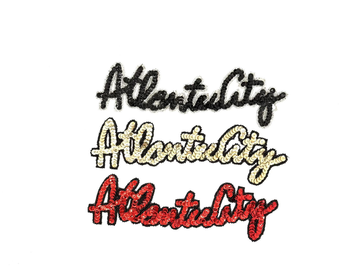The Word "Atlantic City" - Choice of Sequins/Beads 9" x 3"