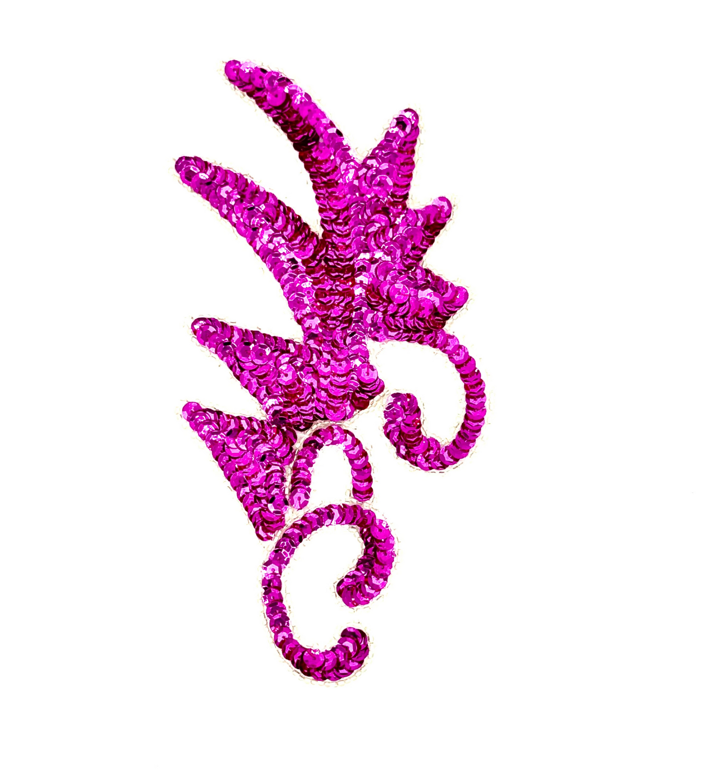 Diseño de motivo individual con lentejuelas fucsia y cuentas plateadas 7.5" x 4"