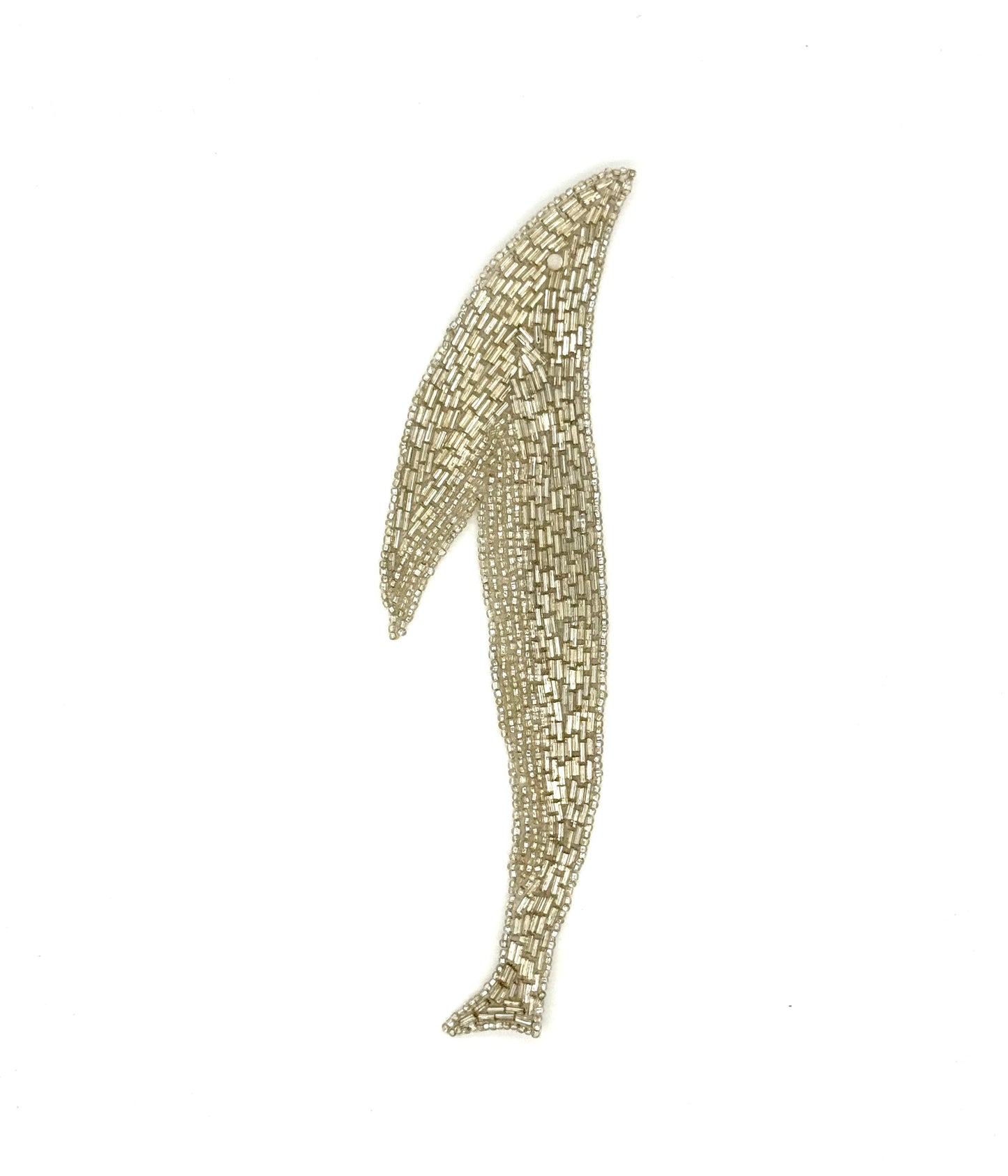Par de Ballenas con Motivo de Diseño - Cuentas Plateadas - Ojo de Cuenta Blanca 8.25" x 2.5"